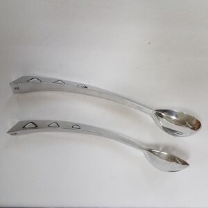 Silvertone Serving Utensils India Shell Inlay